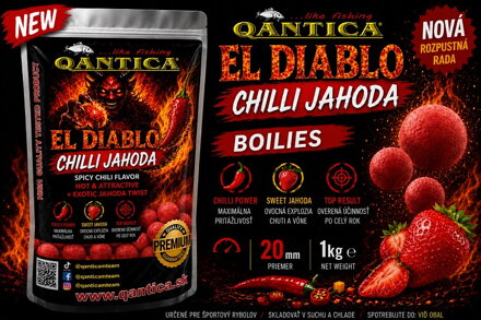 QANTICA EL DIABLO CHILLI JAHODA – boilies 20 mm, 1 kg