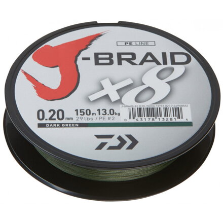 DAIWA J-BRAID X8 zelená 150 m 0,16 mm