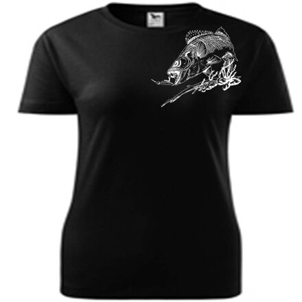 Qantica rybárske tričko čierne  zubáč 
