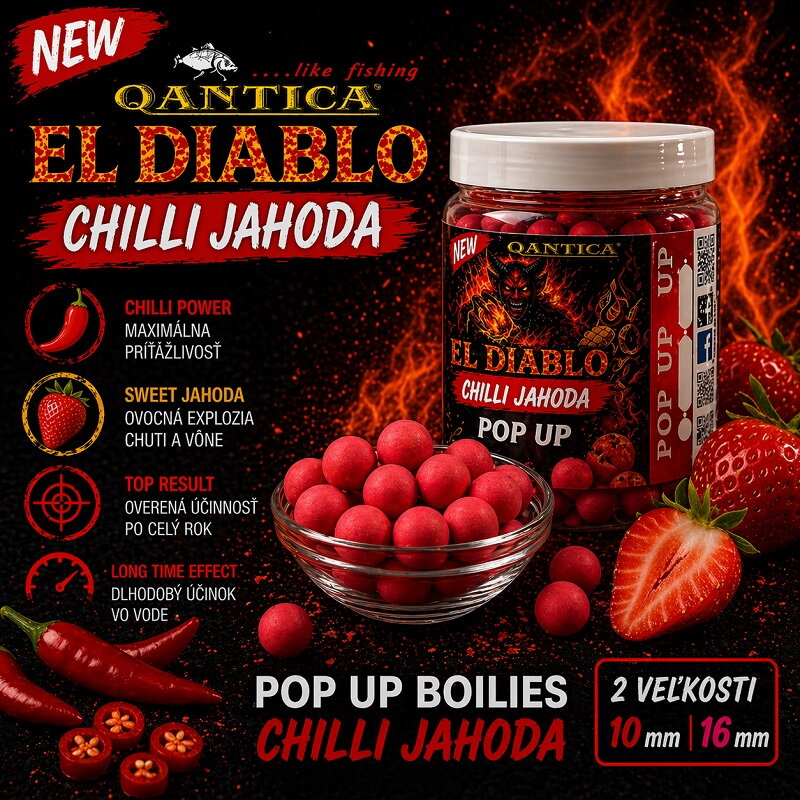 Pop Up Boilies Chilli Jahoda  16mm – Qantica El Diablo