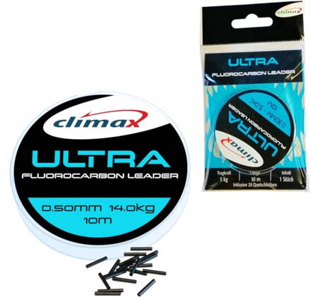 100% Climax Fluorocarbon 10m + 20ks trubičiek