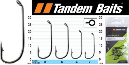 Kaprové rybárske háčiky Long Shank Tandem Baits 10 ks