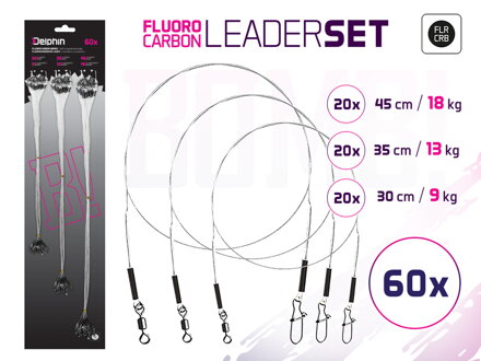 Set fluorokarb. laniek BOMB! S obratl. a karab. - 60ks/30,35,45cm/9,13,18kg