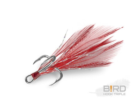 Delphin B!RD Hook TRIPLE / 3ks - červené perie #6