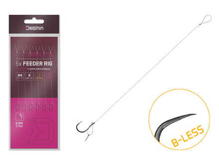 Nadväzec Delphin FLR D-rig / 6ks - 8cm / 0,22mm / B-LESS #8 / Sting 7mm