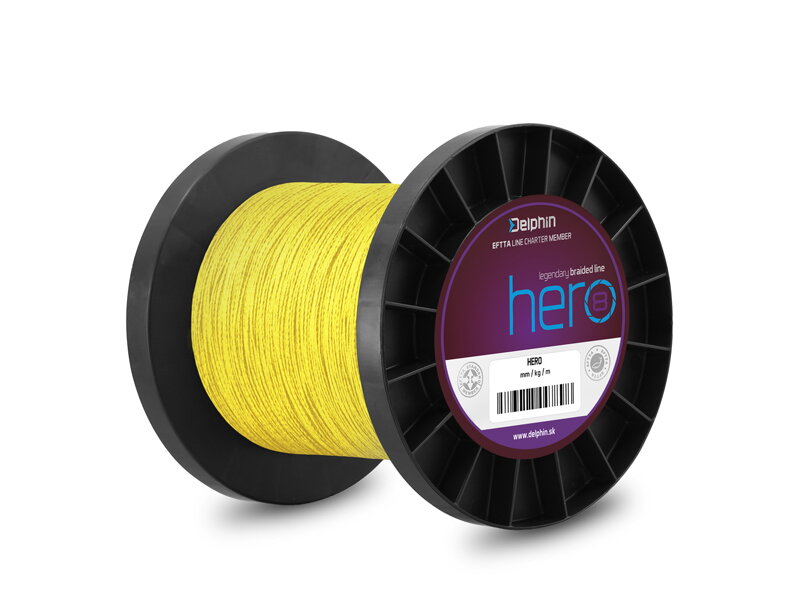 Delphin HERO 8 / fluo žltá | 0,22mm 17,70kg 1000m Delphin HERO 8 / fluo žltá | 0,22mm 17,70kg 1000m