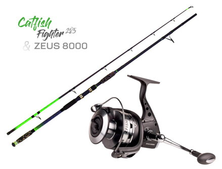 ZFISH Combo Prut Catfish Fighter 2,85m/100-300g + Naviják Zeus ZX 8000