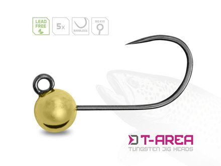 Volfrámový jig Delphin T-AREA BL / 5ks - zlatý/4mm/0,6g/#6