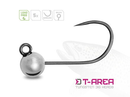 Volfrámový jig Delphin T-AREA BL / 5ks - strieborný/4mm/0,6g/#6