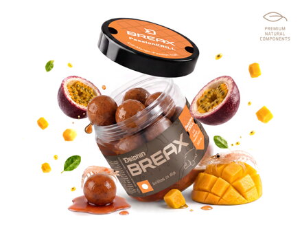 Boilies v dipe Delphin BreaX/PassionKRILL - Krill-Mango/16mm/200ml