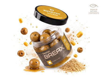 Boilies v dipe Delphin BreaX/NutCAKE - Tigrí orech-Scopex-Kukurica/16mm/200ml