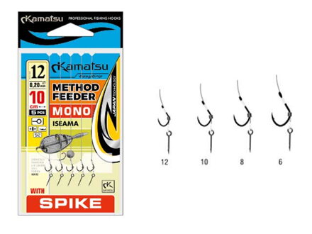 504019306 Kamatsu Iseama Method feeder s tŕňom vlasec 10cm háčik v.6 5ks/bal