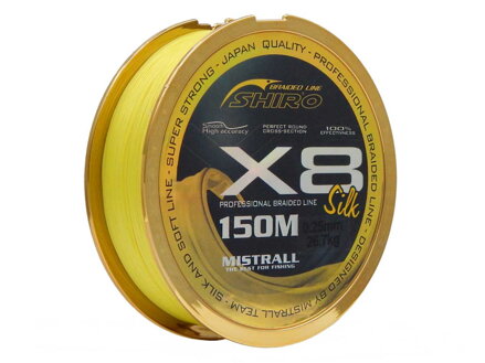 ZM3501025 Mistrall Shiro Silk X8 150m 0,25mm fluo žltá