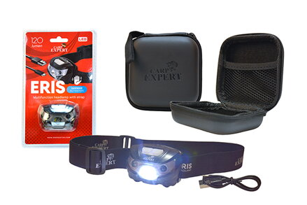 CARP EXPERT ERIS STIRNLAMPE MIT HARTSCHALENETUI