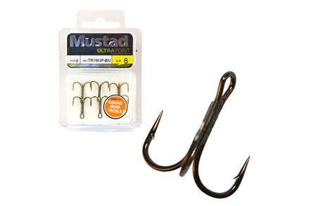 MUSTAD NP ROUND BEND TREBLE HOOK TROJHÁČIK