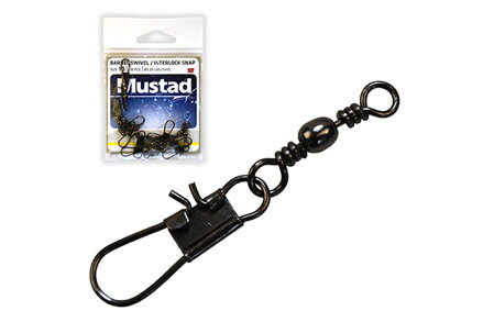 MUSTAD VALČEKOVÝ OBRATLÍK S INTERLOCK KARABÍNKOU BLACK NICKEL