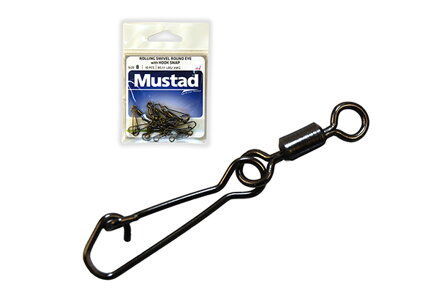 MUSTAD ROTAČNÝ OBRATLÍK S OKRÚHLYM OČKOM A HOOK SNAP KARABÍNKOU BLACK NICKEL