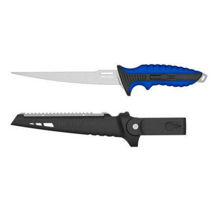 MUSTAD 7inch 46 STAINLESS STEEL FILLET KNIFE - POLISHED BLADE FINISH BLUE