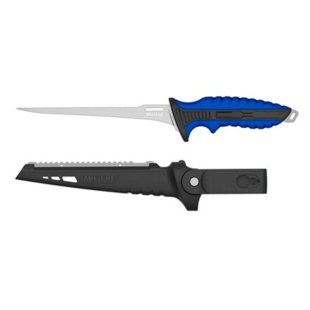 MUSTAD 7inch 46 STAINLESS STEEL ULTRA FLEX FILLET KNIFE - POLISHED BLADE FINISH BLUE