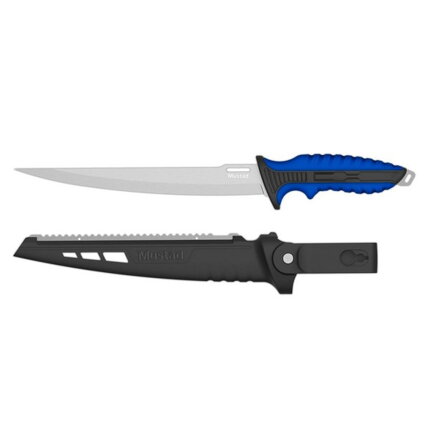 MUSTAD 9inch 46 STAINLESS STEEL STIFF FILLET KNIFE - POLISHED BLADE FINISH BLUE