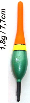 Plavák na ryby, dĺžka 77mm / nosnosť 1,8 gr