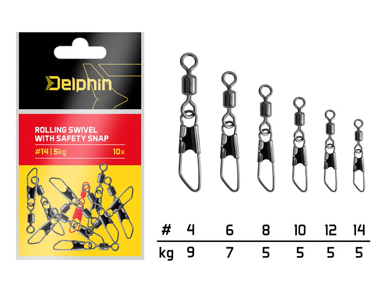 Rolling swivel with safety snap / 10ks - #10/5kg