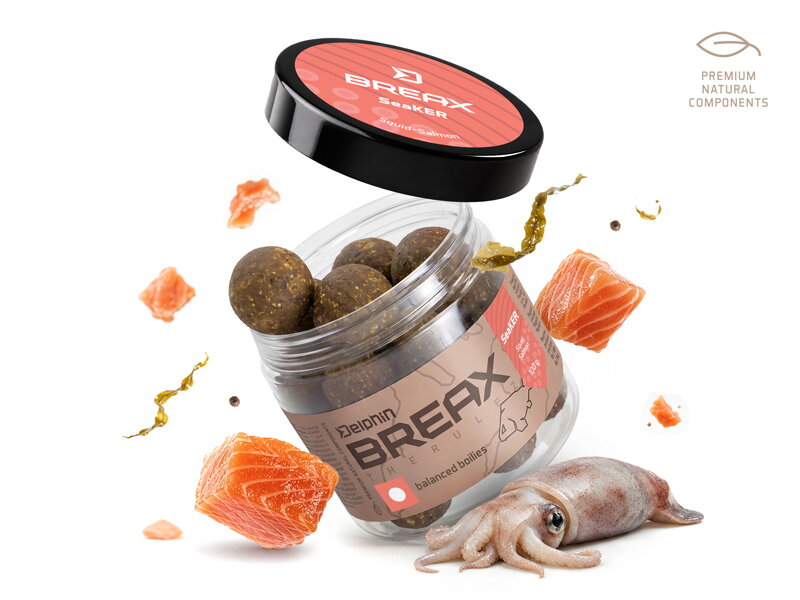 Vyvážené boilies Delphin BreaX/SeaKER - Squid-Losos/20mm/100g
