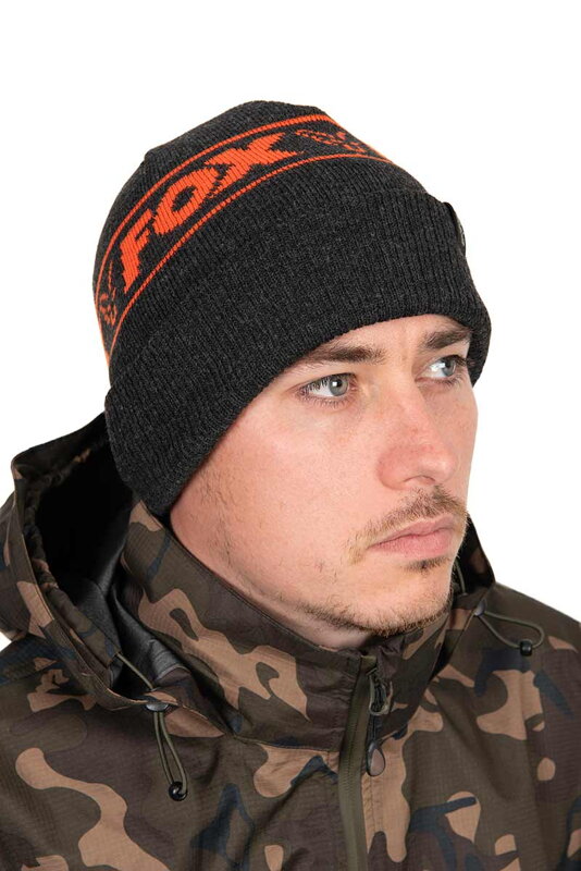 Fox Collection Beanie Hat - Black & Orange Fox Collection Beanie Hat - Black & Orange