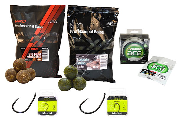 CARP EXPERT PROFI BOJLI CSOMAG WIDE GAPE és CONTINENTAL HORGOKKAL és MINŐSÉGI FLUOROVAL