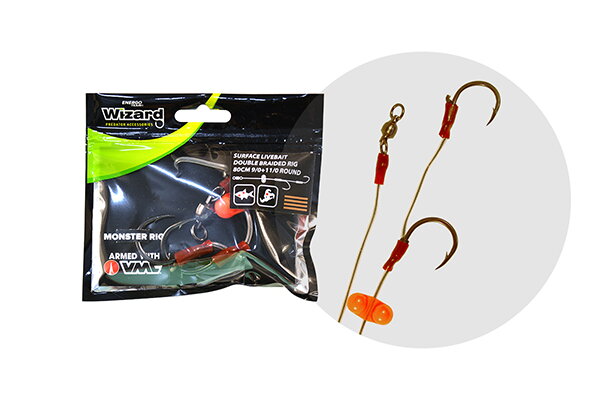 WIZARD MONSTER SURFACE LIVEBAIT DOUBLE BRAIDED RIG SUMCOVÝ NÁDVÄZEC