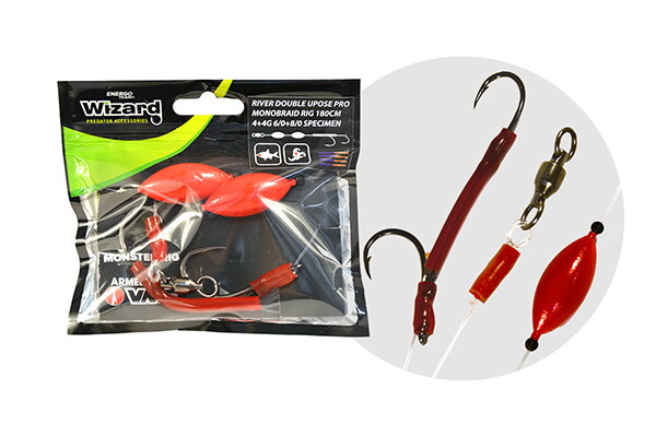 WIZARD MONSTER RIVER DOUBLE UPOSE PRO MONOBRAID RIG SUMCOVÝ NÁVÄZEC
