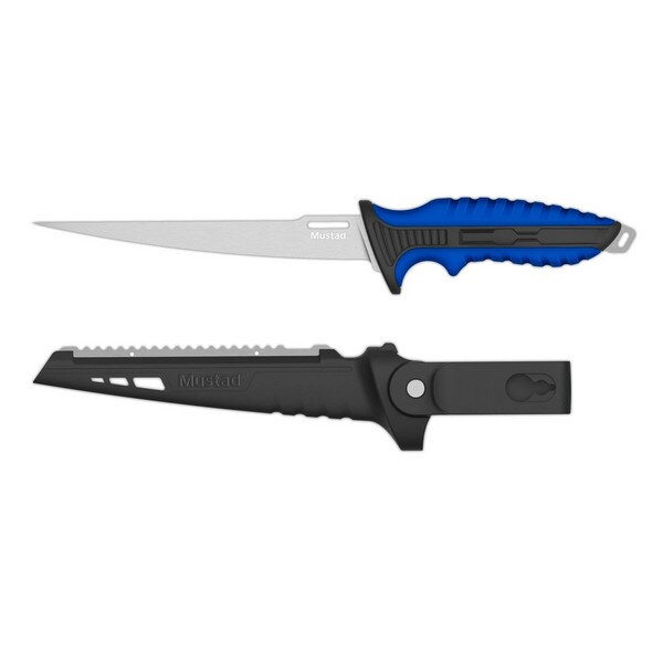 MUSTAD 7inch 46 STAINLESS STEEL FILLET KNIFE - POLISHED BLADE FINISH BLUE