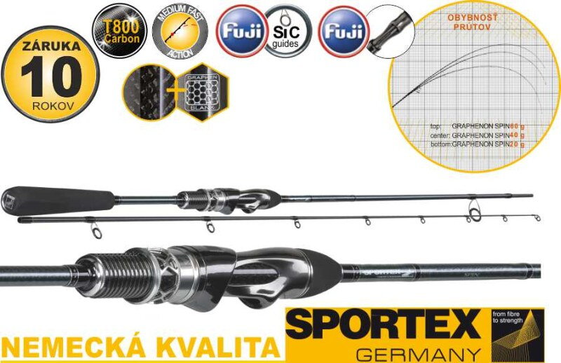 Prívlačové prúty SPORTEX Graphenon Spin 2-diel