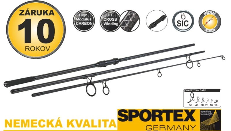 Kaprárske prúty SPORTEX Competition Carp CS-4, 3-diel
