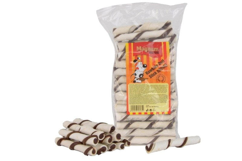 Pre psov Rawhide roll stick12,5cm (cca 40ks) BROWN/WHITE Pre psov Rawhide roll stick12,5cm (cca 40ks) BROWN/WHITE